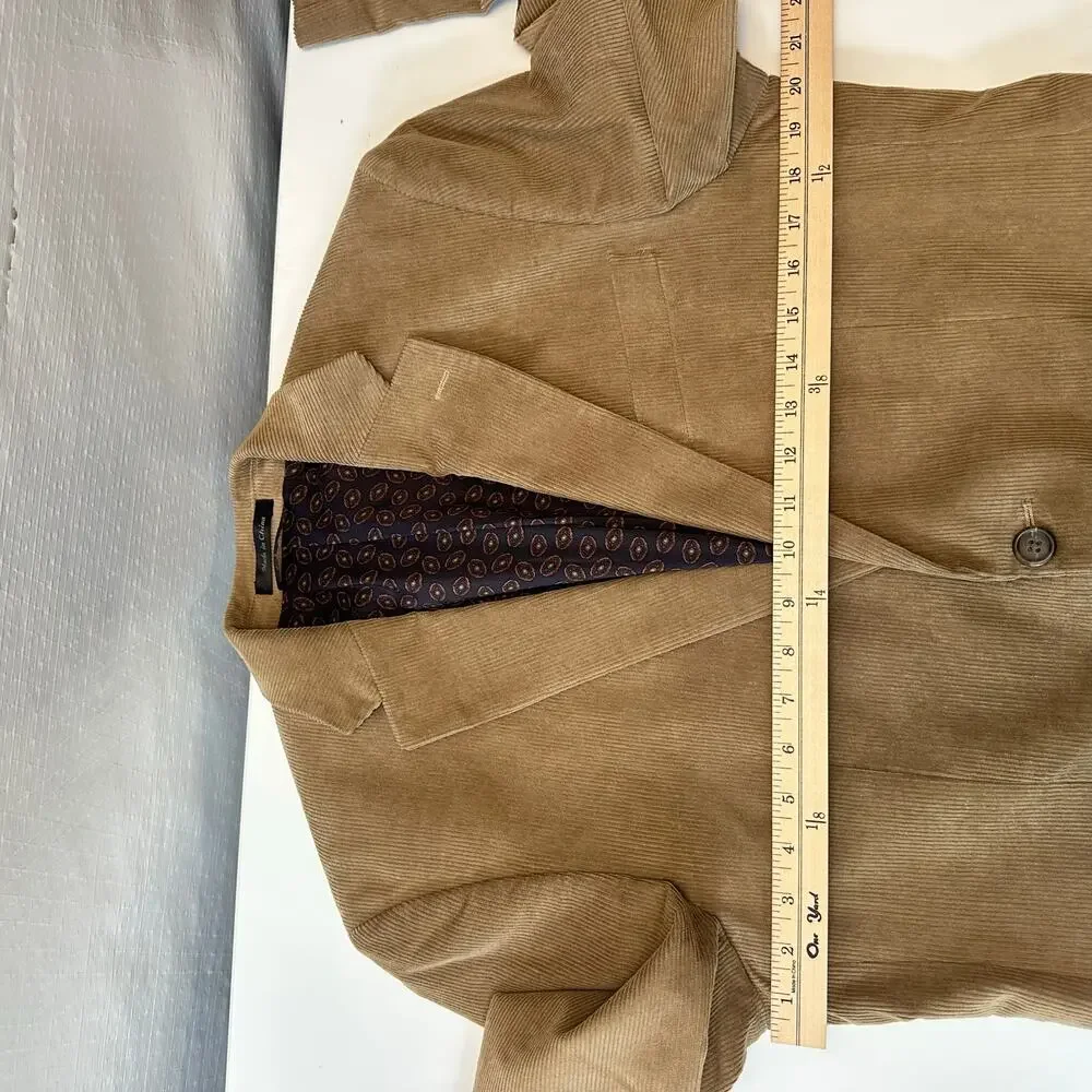 CHAPS Men’s 38R Corduroy Blazer Tan Brown Elbow Patches Professor Sport Coat